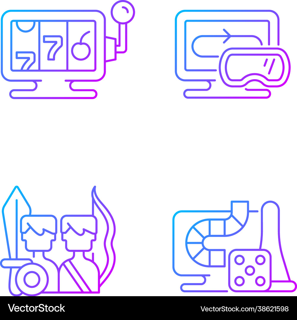 Assertive games gradient linear icons set Assertive games gradient linear icons set vector image