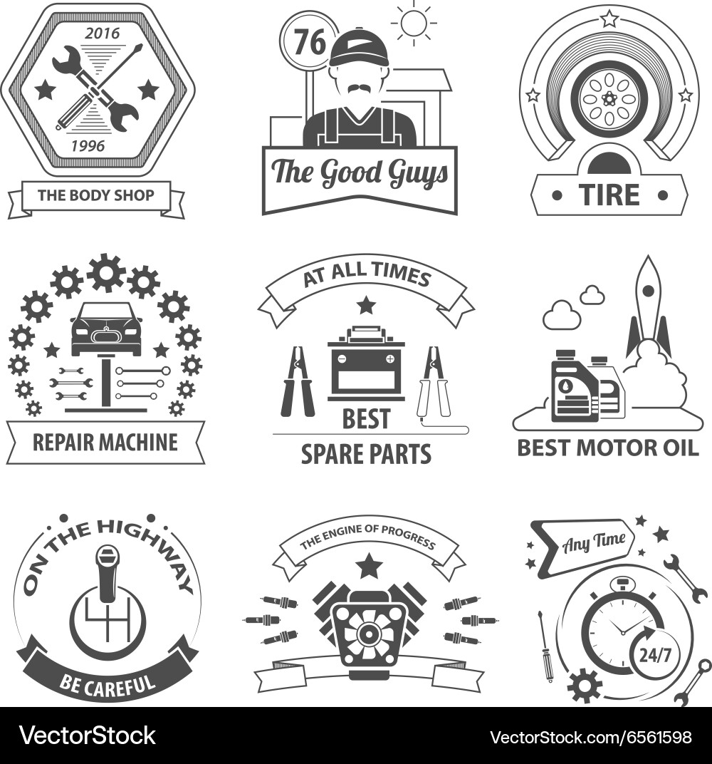 Car Service Label Collection vector image