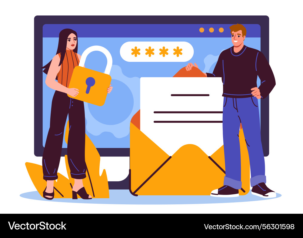 Data encryption and secure email communication Data encryption and secure email communication vector image