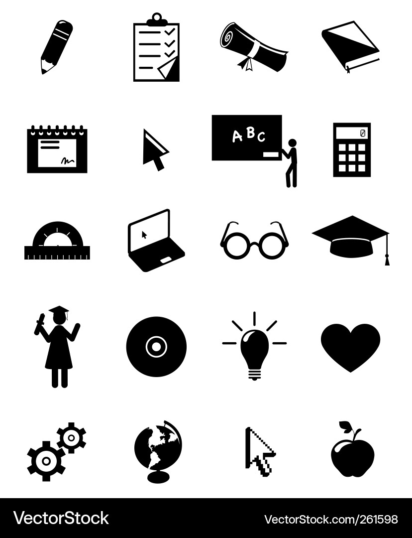 Education Icon Set - Learning & Study vector image