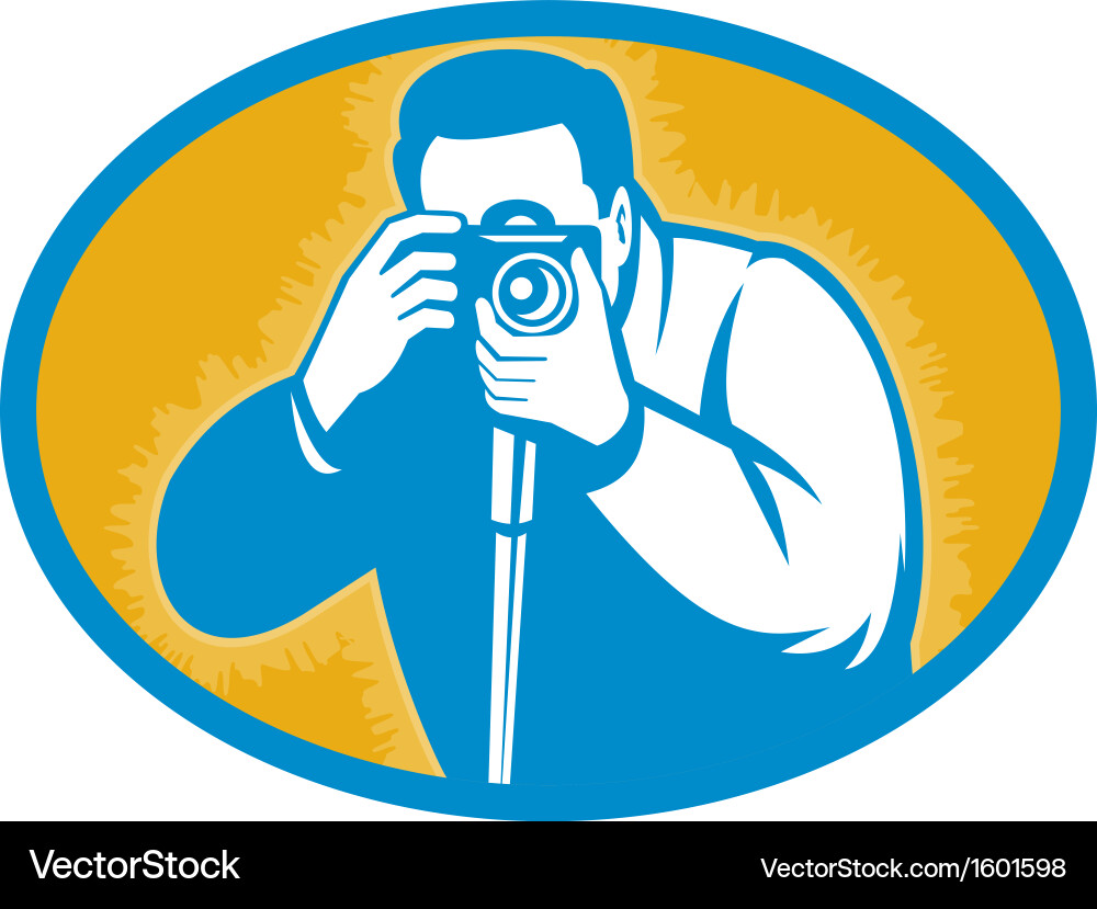 Man Taking Photo with DSLR Camera Vector Image