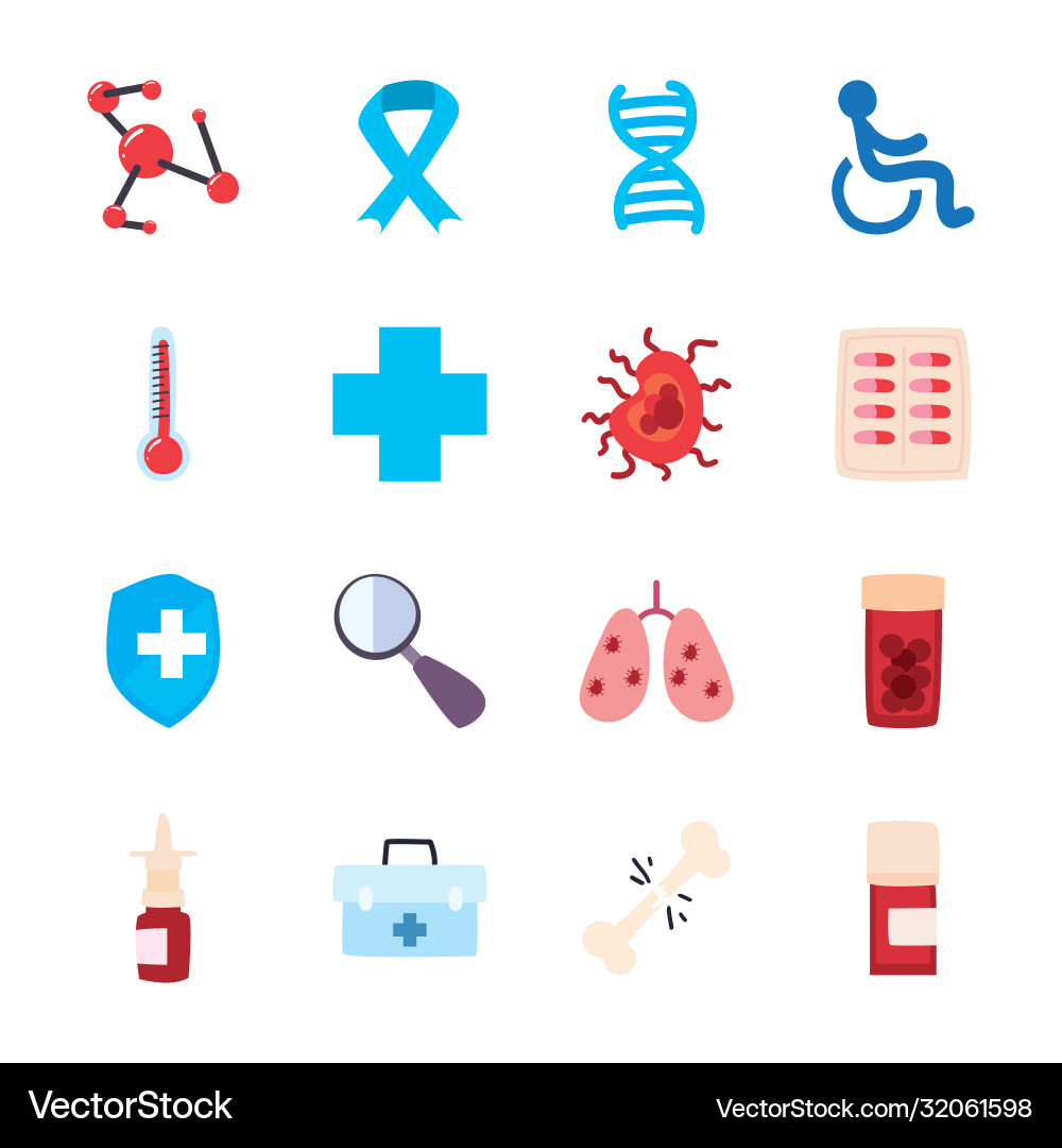 Medical flat style icon set design Medical flat style icon set design vector image