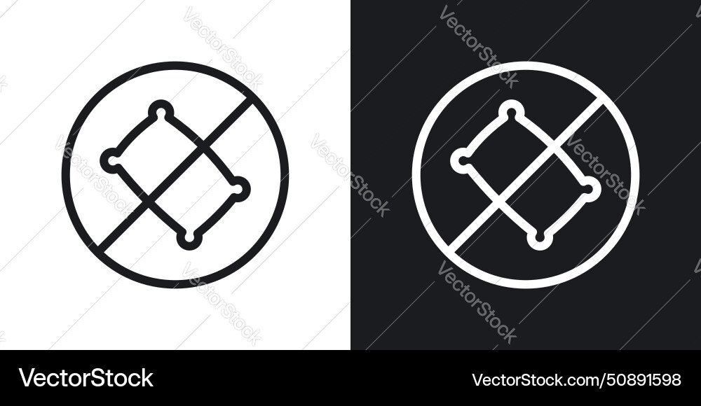 No pillow sign icon set ban on pillows Royalty Free Vector