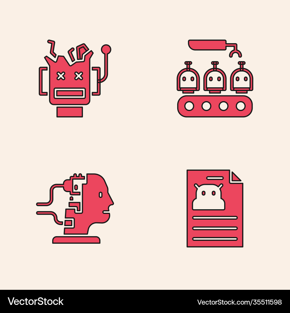 Set technical specification broken robot Set technical specification broken robot vector image