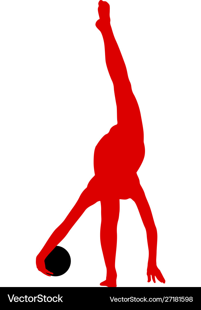 Silhouette Mädchen Gymnast mit Ball auf weiß Silhouette Mädchen Gymnast mit Ball auf weiß vektorbild