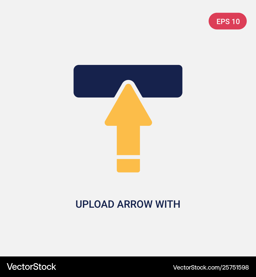 Two color upload arrow with bar icon from Vector Image