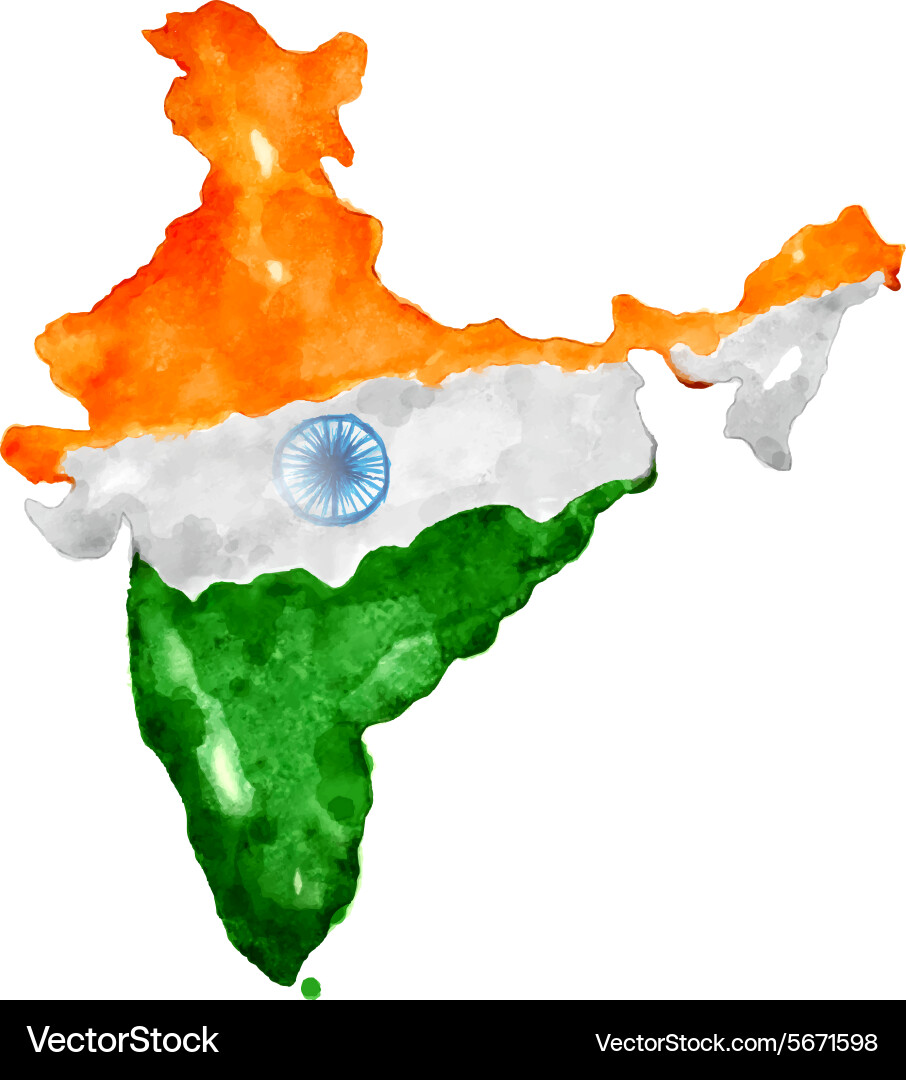 Watercolor painting of indian map vector image