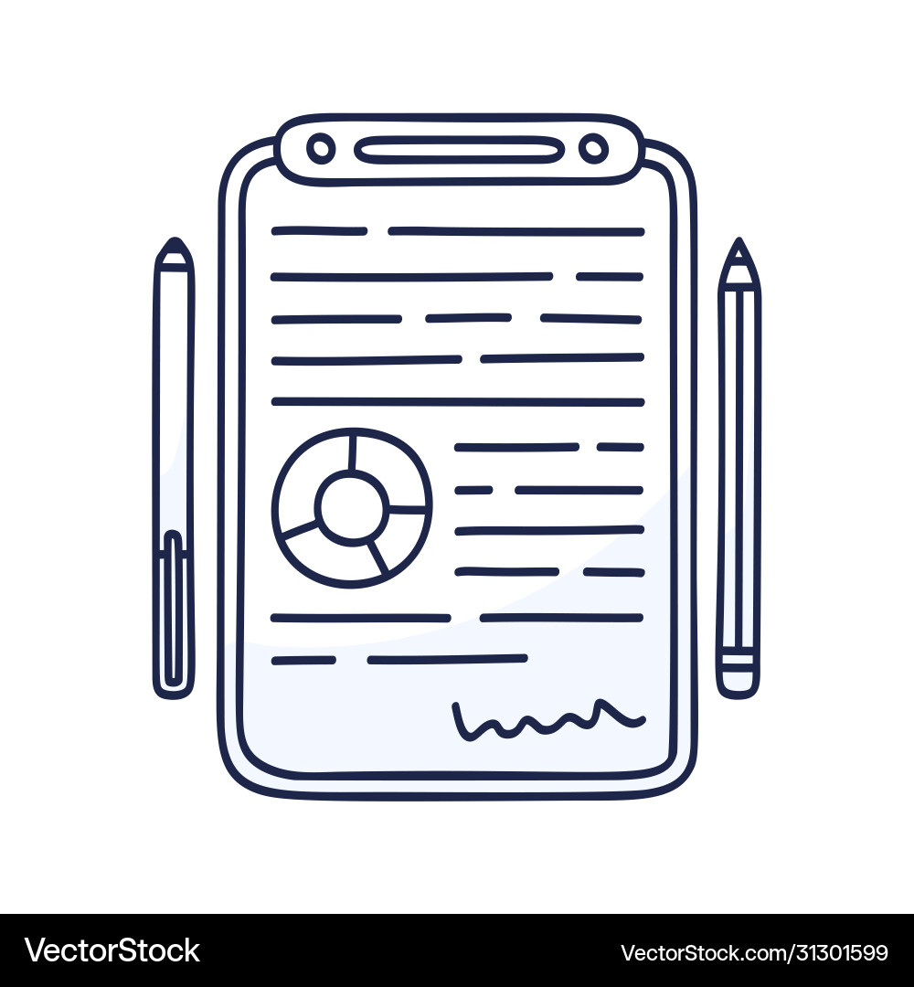 A document with diagram and text next to which vector image