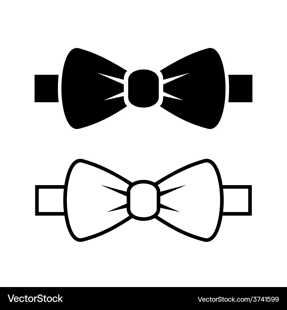 Black Bow Tie Icon Set Vector Image