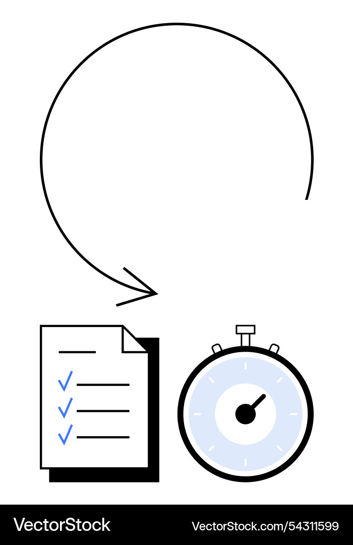 Efficient task management checklist and stopwatch vector image
