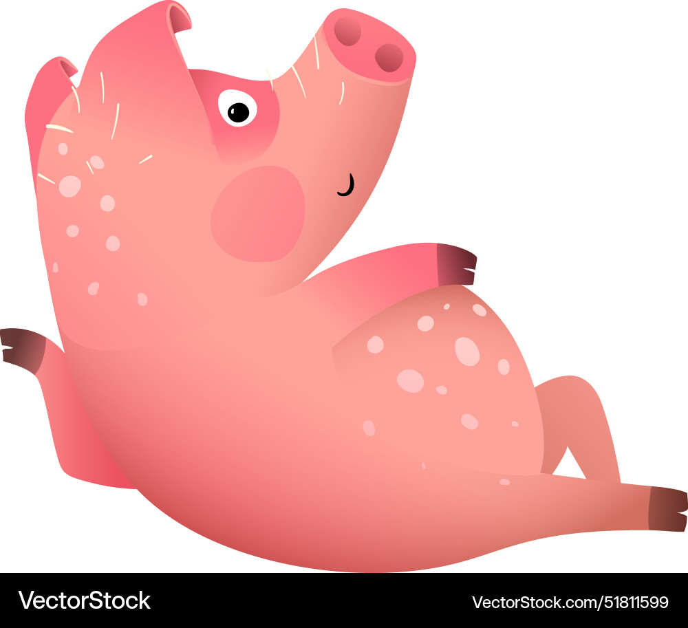 Funny pig or piglet posing laying children cartoon Funny pig or piglet posing laying children cartoon vector image
