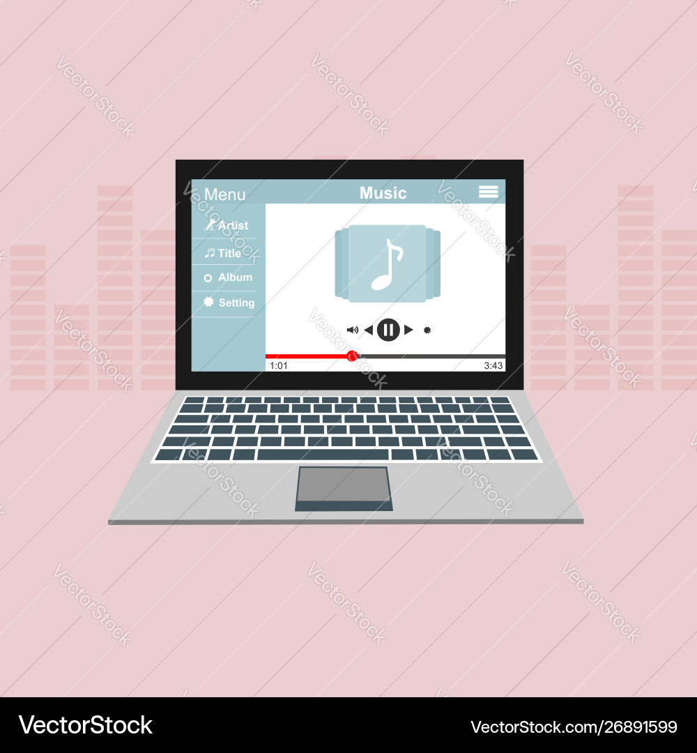 Media player application app template with flat Media player application app template with flat Vector Image