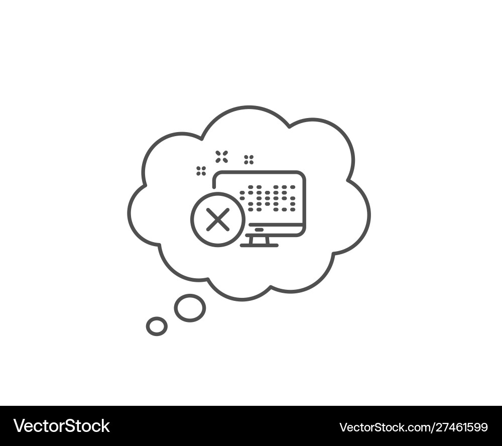 Reject web access line icon decline monitor sign vector image