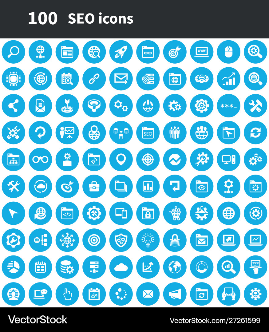 Seo 100 icons universal set for web and ui Vector Image