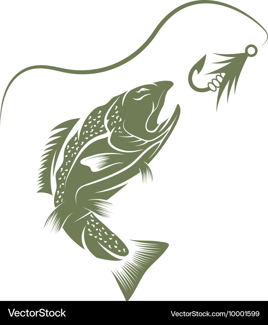 Trout and lure fishing design template vector image