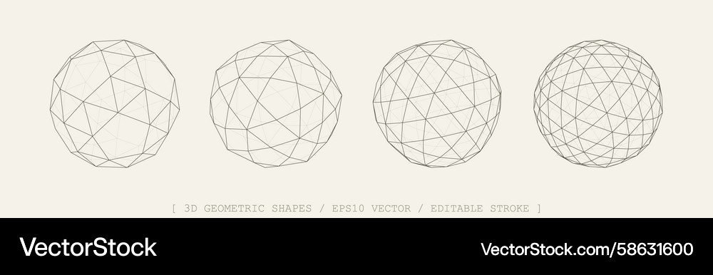 3d shapes set abstract polyhedron forms 3d shapes set abstract polyhedron forms Vector Image