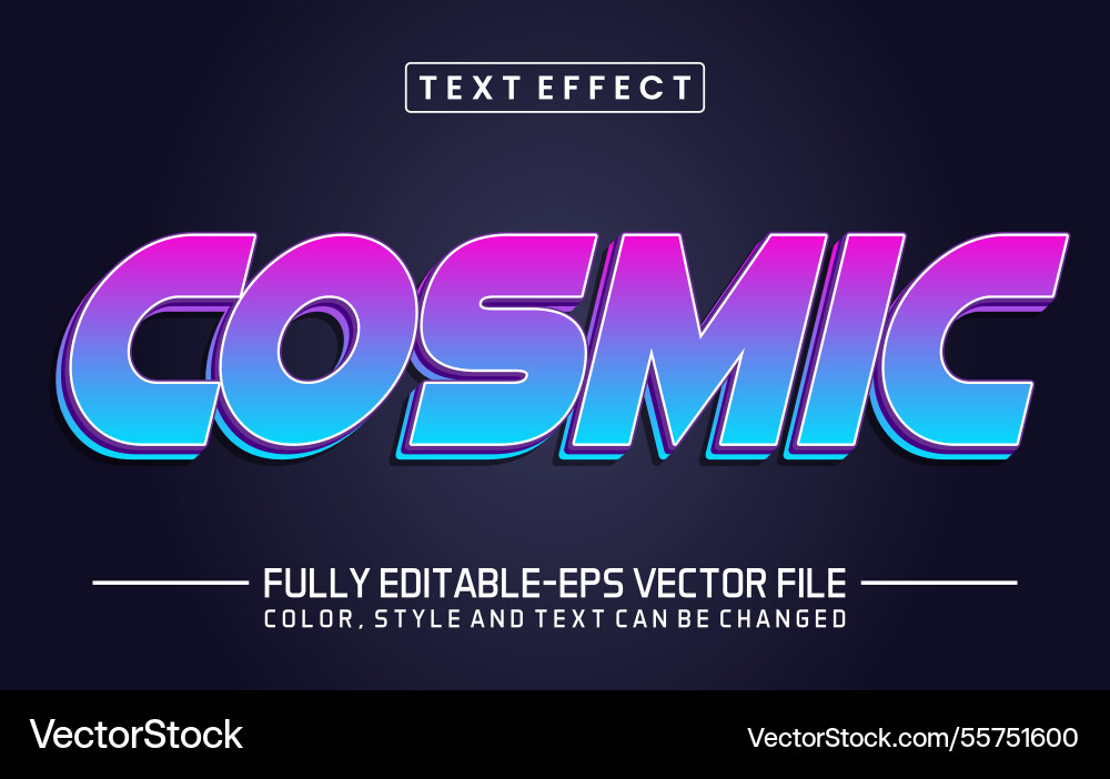 Cosmic font text effect editable Cosmic font text effect editable vector image