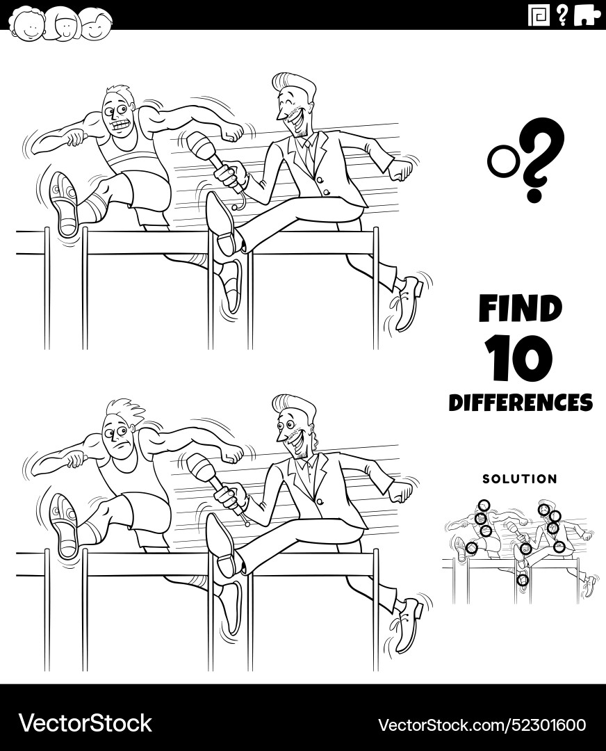 Differences activity with cartoon hurdle runner Differences activity with cartoon hurdle runner vector image