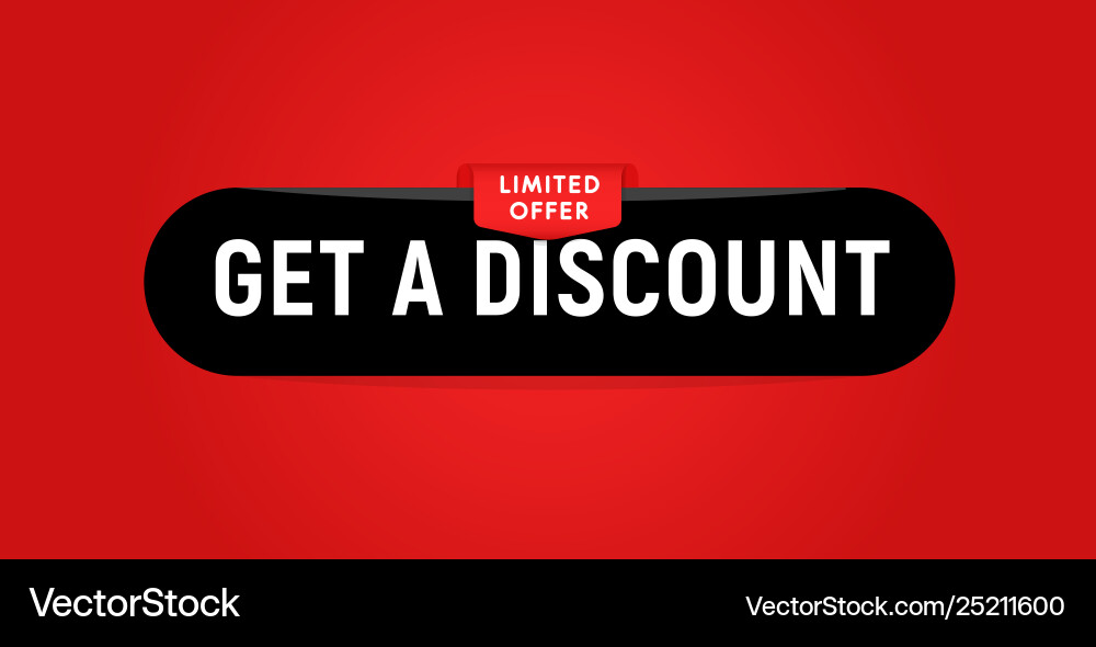 Get a discount black web button on red background Get a discount black web button on red background vector image