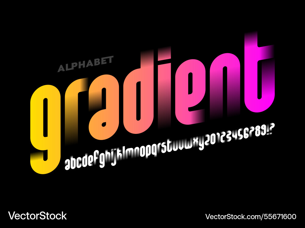Gradient modern lowercase font design alphabet Gradient modern lowercase font design alphabet Vector Image