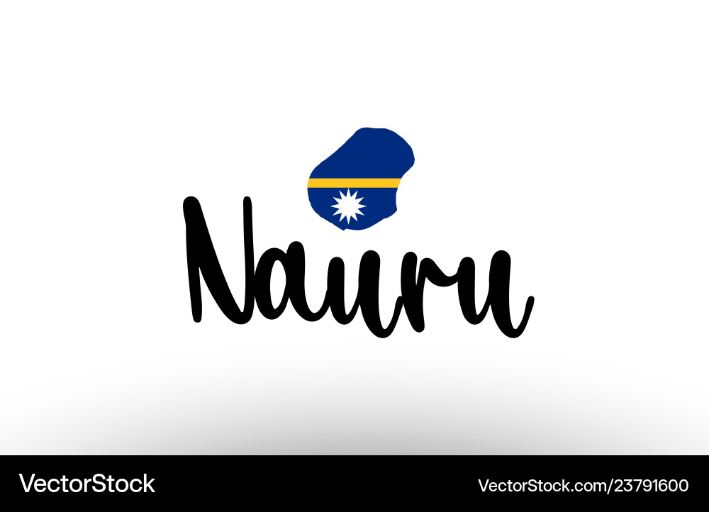 Nauru country big text with flag inside map Vector Image