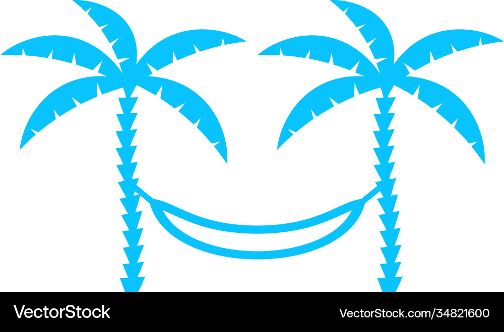 Relaxing hammock between two palm trees icon flat Vector Image