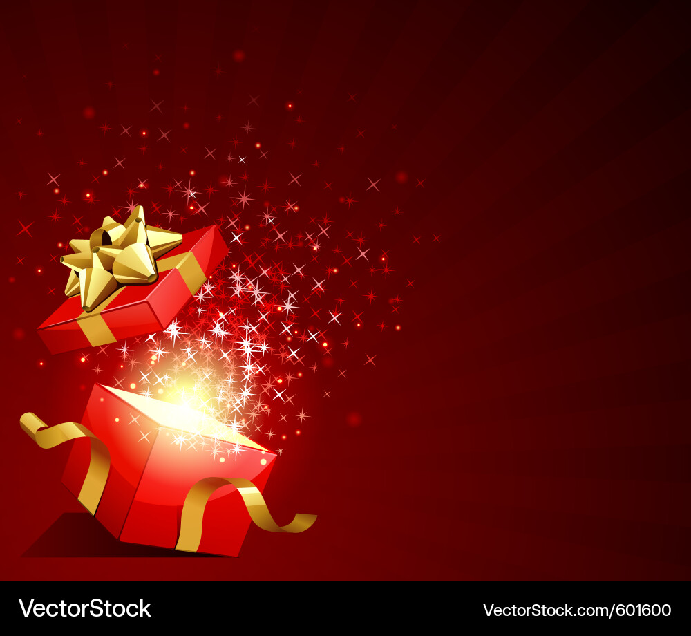 Rote Geschenkbox mit Sparkles Vektorbild