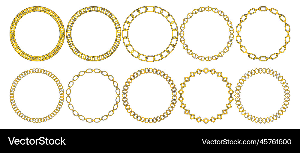 Round chain frame circle chains border boho vector image