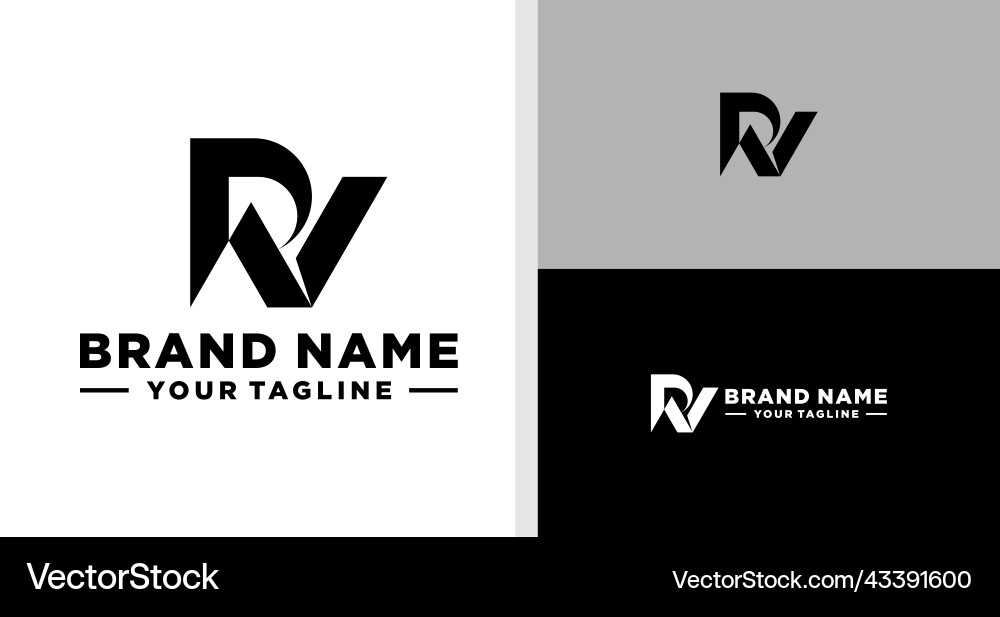 Rv logo monogram unique simple editable Vector Image
