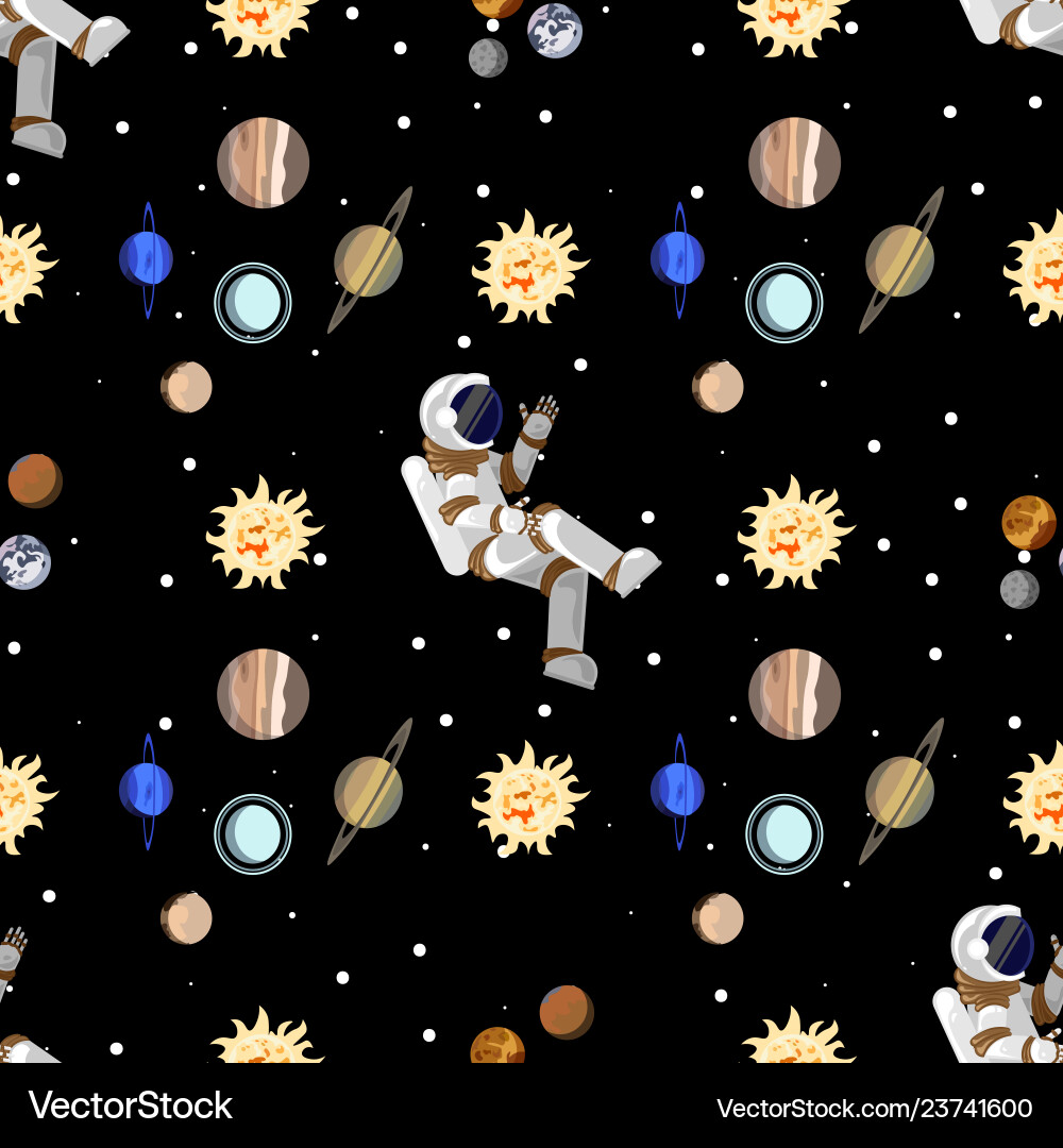 Seamless pattern flat style astronaut in open Seamless pattern flat style astronaut in open vector image