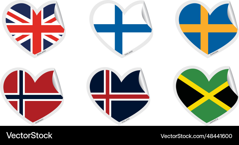 Set of heart shapes with different flags Set of heart shapes with different flags vector image