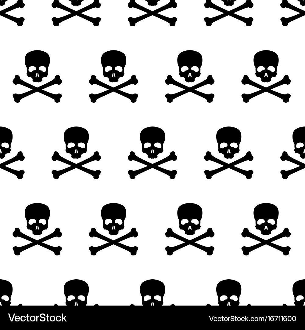 Skull and Bones Seamless Pattern vector image