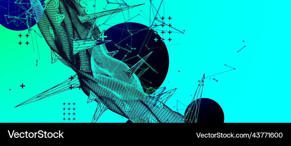 Wireframe science background with plexus effect Vector Image