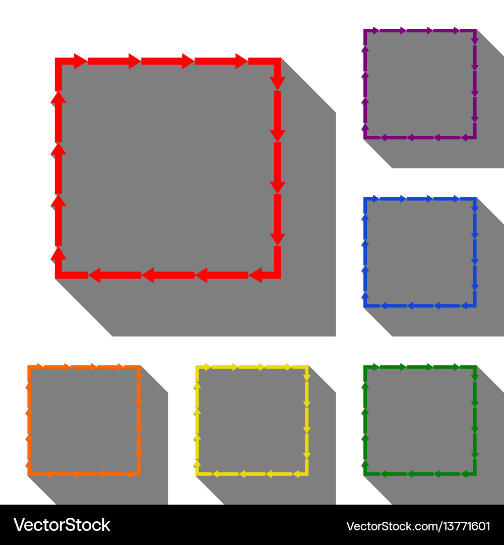 Arrow on a square shape set of red orange Arrow on a square shape set of red orange vector image