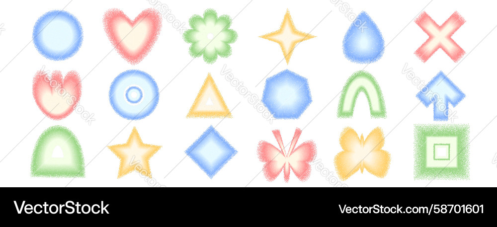 Blur grain gradient geometric shape set y2k noise Blur grain gradient geometric shape set y2k noise Vector Image