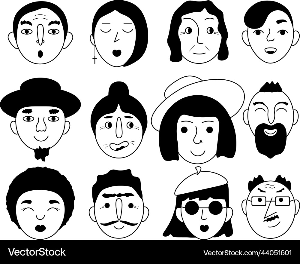 Faces set image of a collection Faces set image of a collection Vector Image