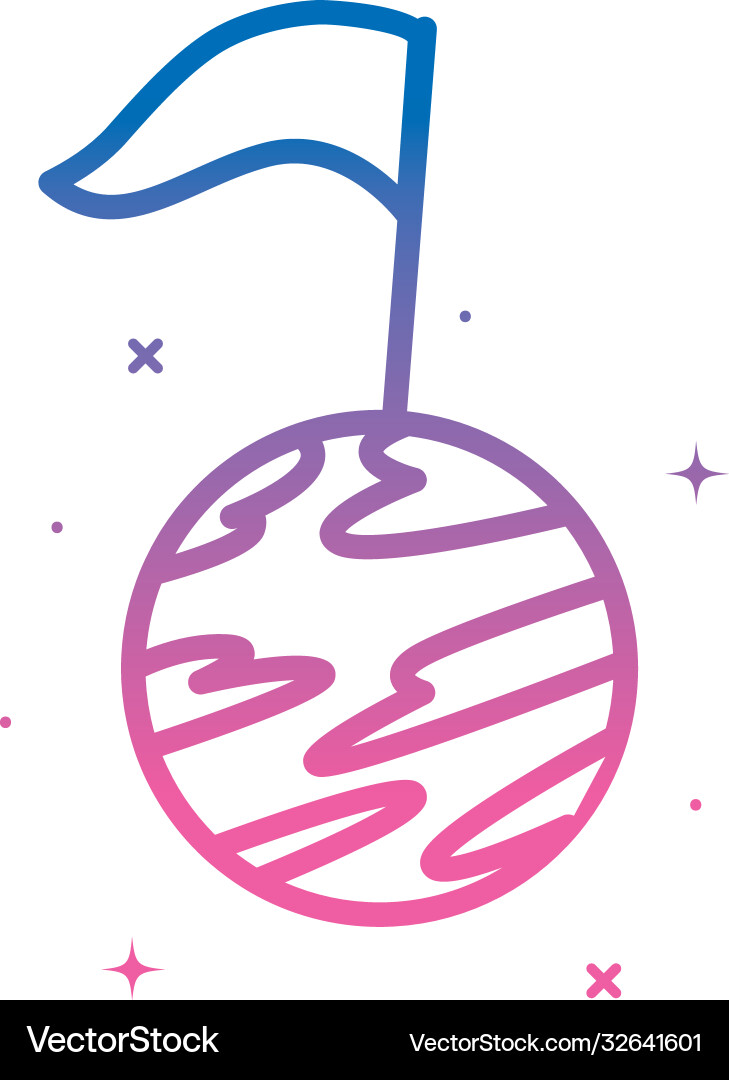 Flag on planet gradient style icon design vector image