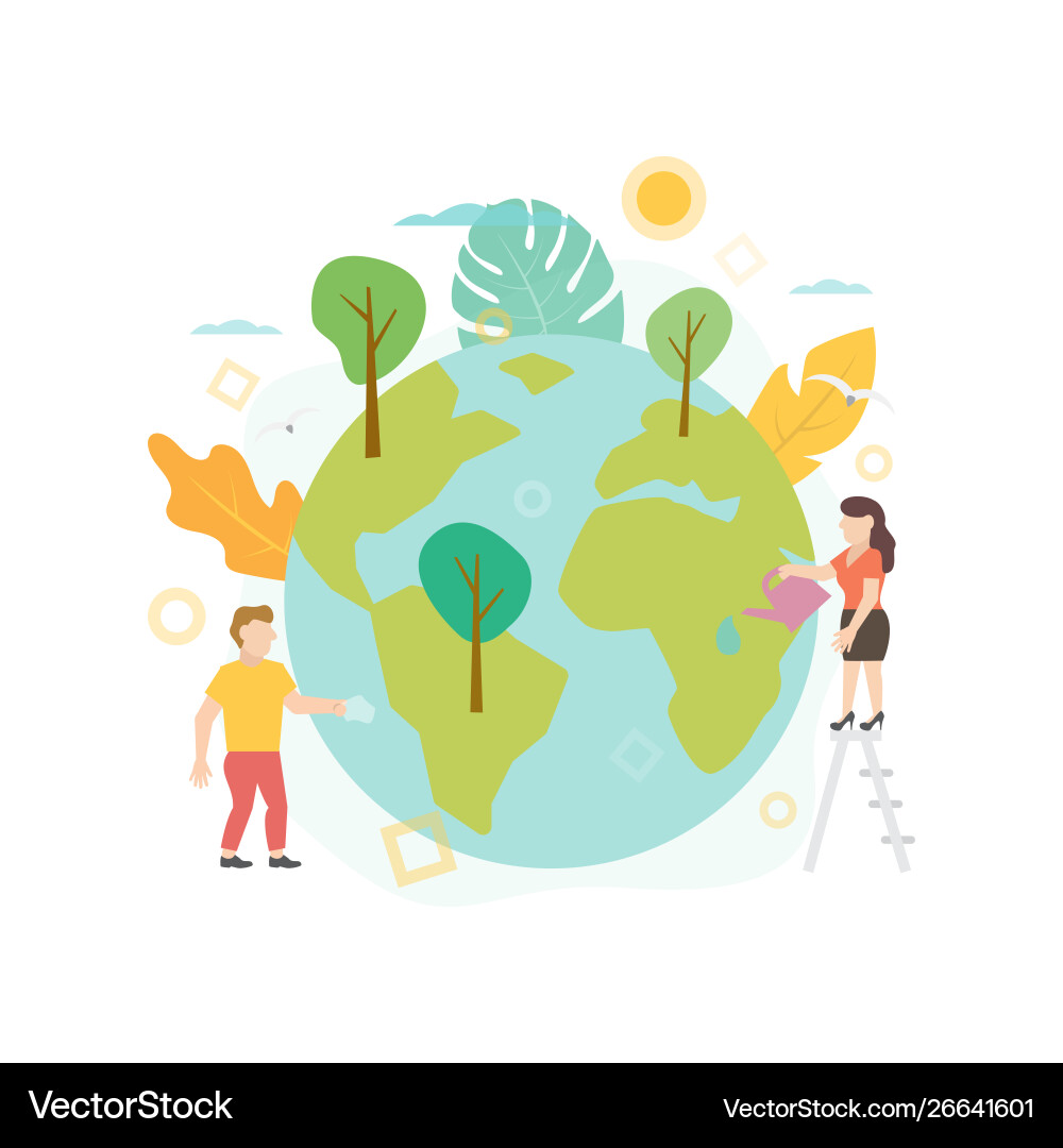 Flat ecology save Royalty Free Vector Image - VectorStock