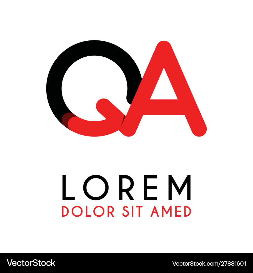 Initial letter qa with red black and has rounded Initial letter qa with red black and has rounded Vector Image