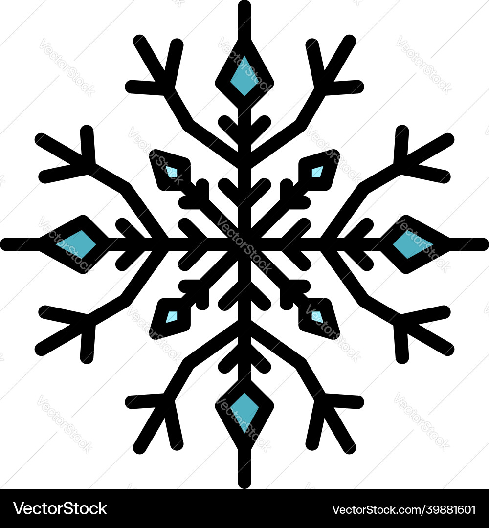 Linear snowflake icon color outline Vector Image