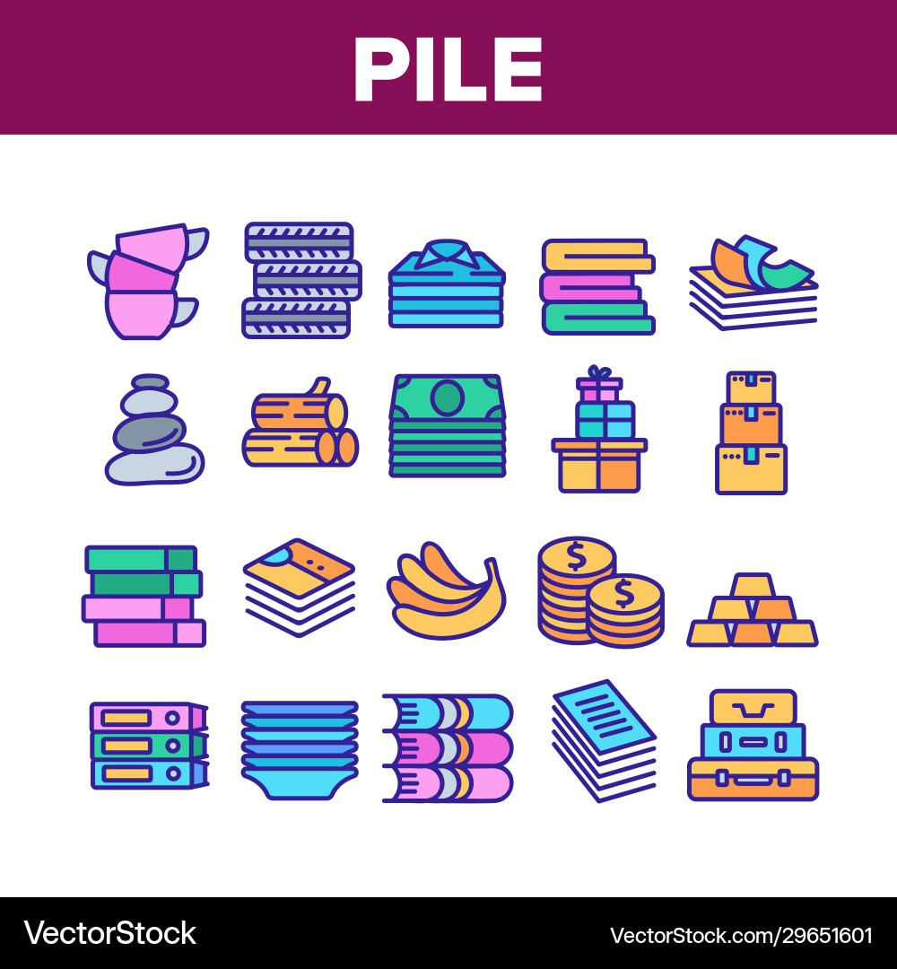 Pile objects things collection icons set Pile objects things collection icons set vector image