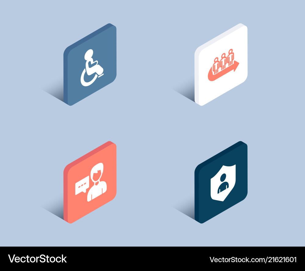Queue disabled and person talk icons security Vector Image