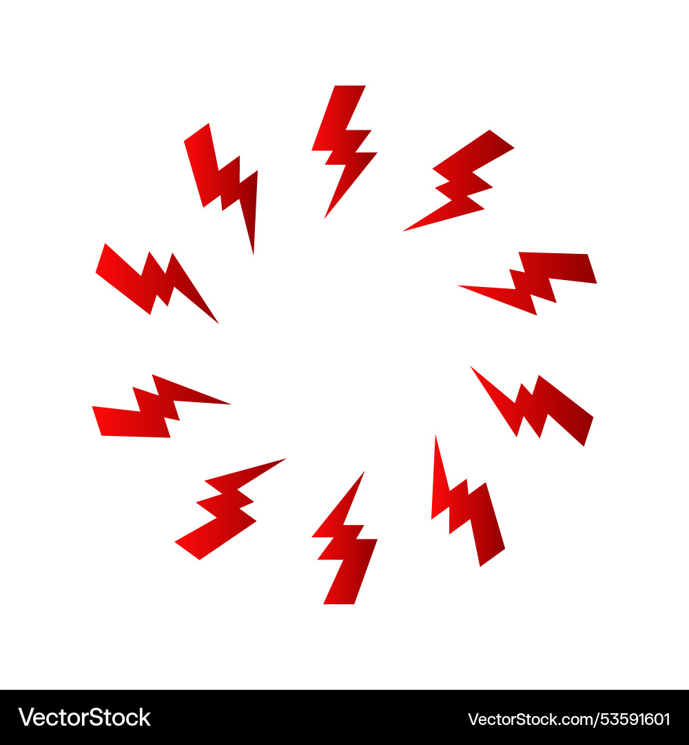 Red bolt zap circle frame with gradient vector image