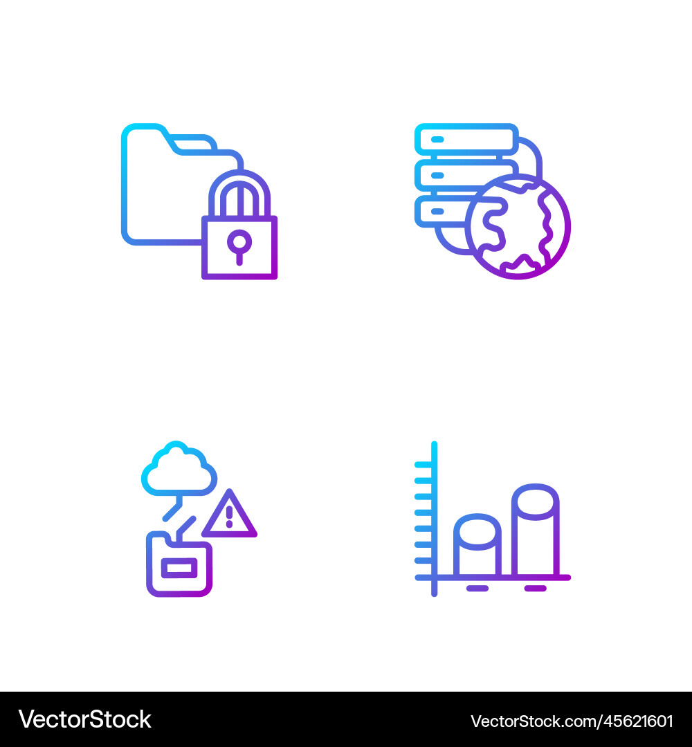 Set line data analysis cloud technology Set line data analysis cloud technology vector image
