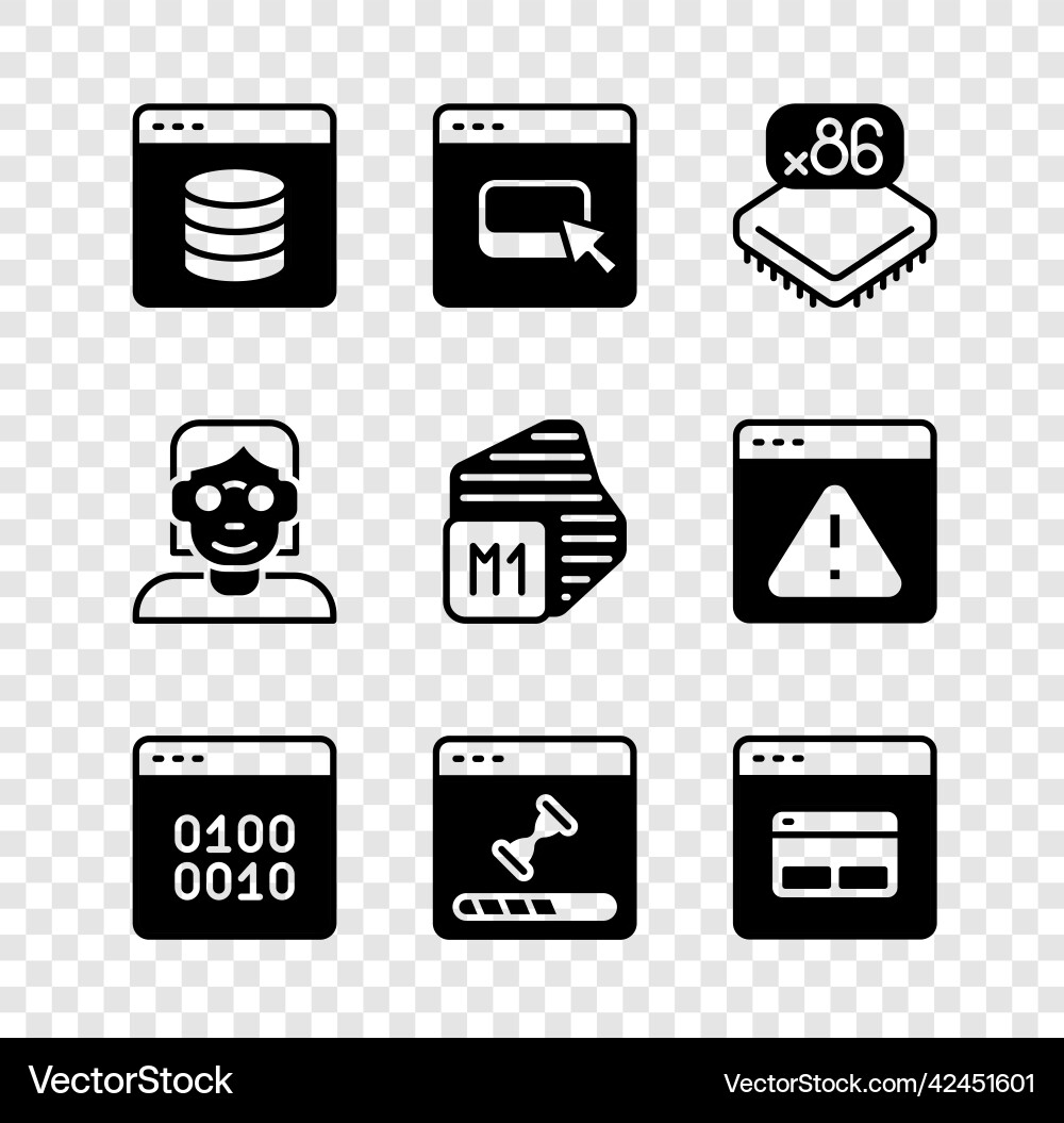 Set server data web hosting browser files Set server data web hosting browser files vector image