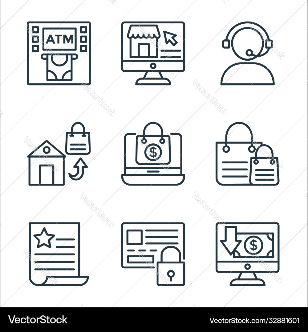 Shopping line icons linear set quality vector image