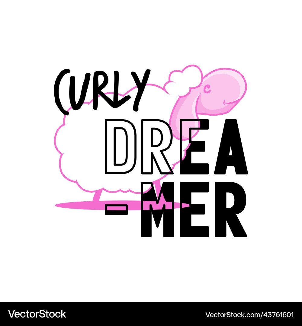 Typography slogan with cute sheep and text curly Typography slogan with cute sheep and text curly vector image