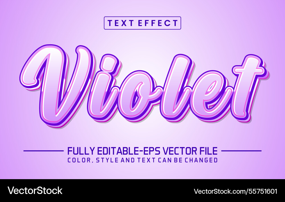 Violet font text effect editable vector image