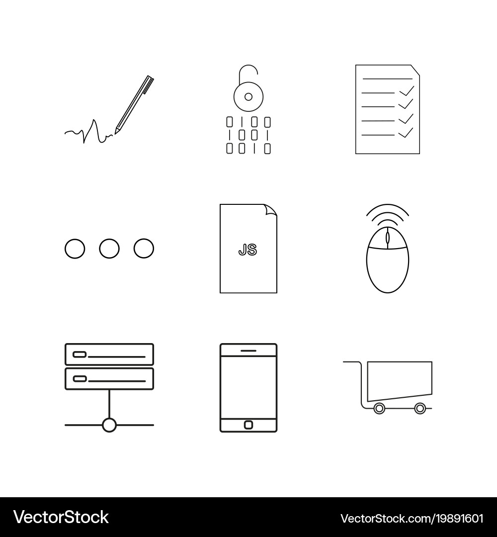 Web linear icon set simple outline icons vector image