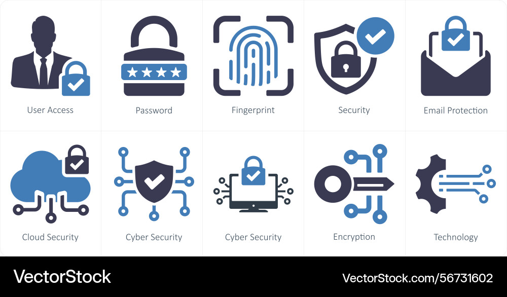 A set of 10 cyber security icons as user access Vector Image